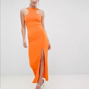 ASOS midi orange dress